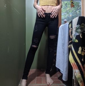 Ripped black denim jeans